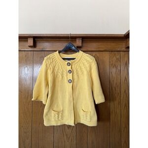 Jillian & Nicole Butter Yellow Cable Knit Button Front Cardigan Sweater Size M